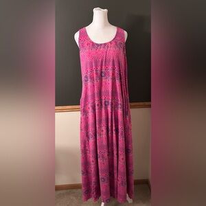Fresh Produce Pink/Blue Geometric Print Maxi Tank Dress Size Large